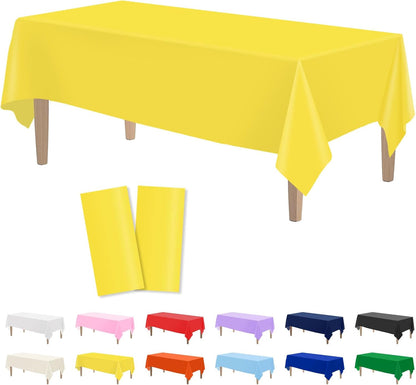 Kopokita 2PCS Black Plastic Tablecloths 54 x 108 Inch, Disposable Table Cloths Rectangle Party Table Covers