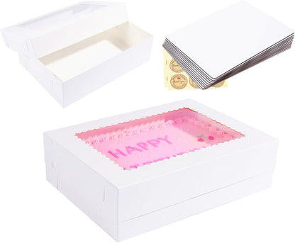 14x10x4 Inches 10 Pack Cake Boxes with Cake Boards,White Bakery Boxes for Quarter Sheet Cakes,Cupcakes,Donuts,Brownie&Pie