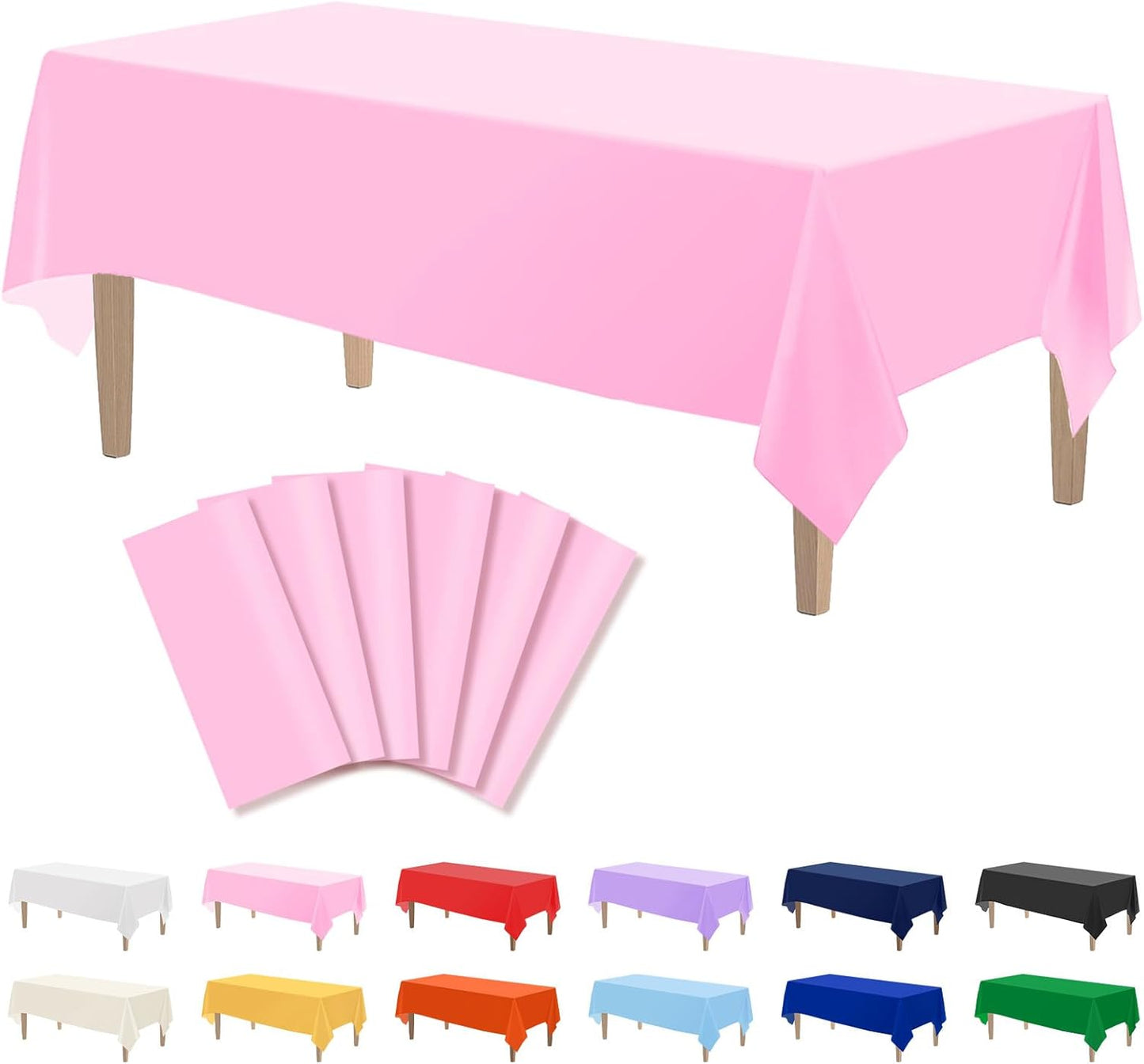 Kopokita 2PCS Black Plastic Tablecloths 54 x 108 Inch, Disposable Table Cloths Rectangle Party Table Covers