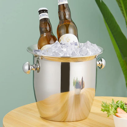 Ice Buckets - Champagne Ice Bucket with Tongs, Golden Trumpet Ice Bucket Stainless Steel Mirror Reflection Wine Cooler for Cocktail Bar Beer Red Wine Liquor Beverages Party,Ice Frozen Longer, 2.5L