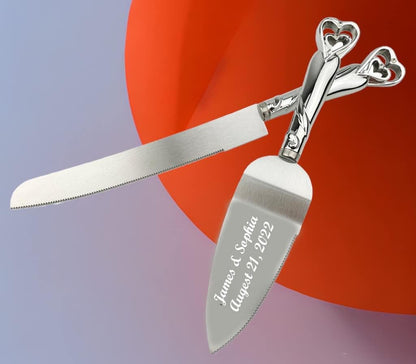 GIFTS INFINITY Personalized Wedding Cake Knife and Server Set with Engraving – Cake Cutting Utensil Set, Keepsake Gift for Wedding, Anniversary, Reception, Birthday & Other Occasions (CH-101WB)