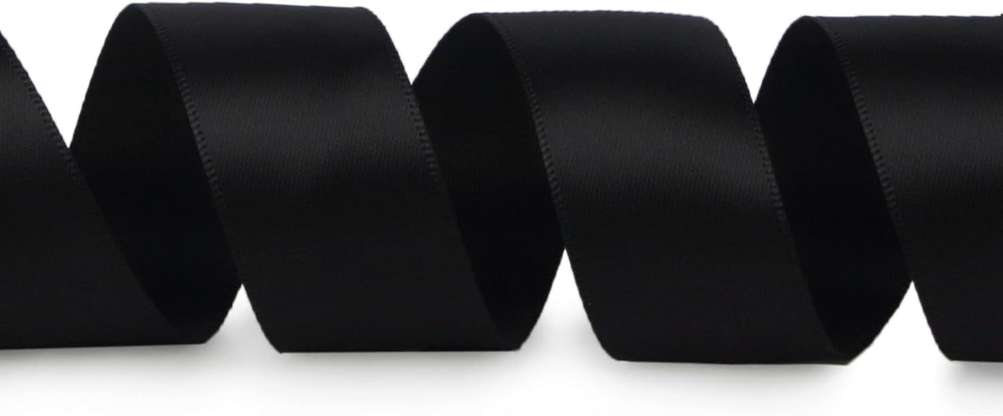Ribbli Double Faced White Satin Ribbon,3/8” x Continuous 25 Yards,Fabric Ribbon use for Bows Bouquet,Gift Wrapping,Floral Arrangement