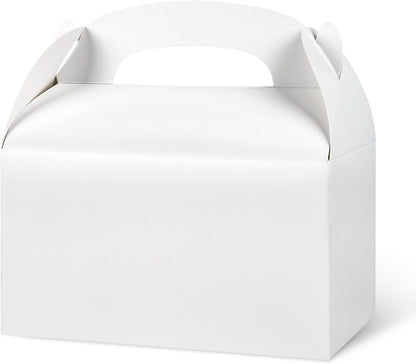 DjinnGlory 36 Pack White Party Favor Treat Boxes with Handle, DIY Paper Boxes for Baby Shower, Birthday, All Occasion, Small Gable Boxes for Small Business 6.18 x 3.58 x 3.38 Inches