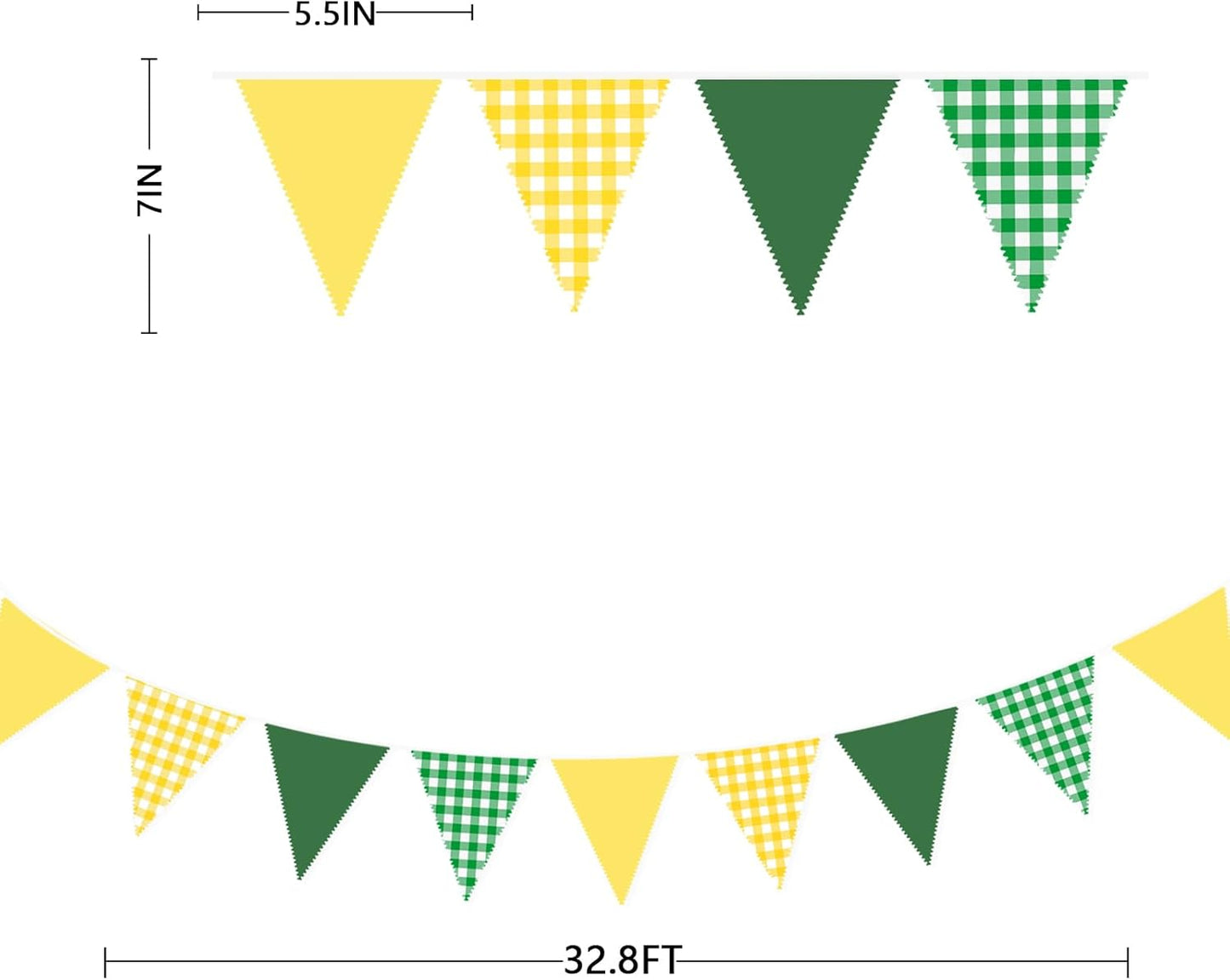 32Ft Dusty Blue Party Decorations Retro Blue Gingham Triangle Banner Flag Pennant Fabric Garland Streamers for Nautical Wedding Birthday Ahoy Achor Bridal Baby Shower Under The Sea Decor Supplies