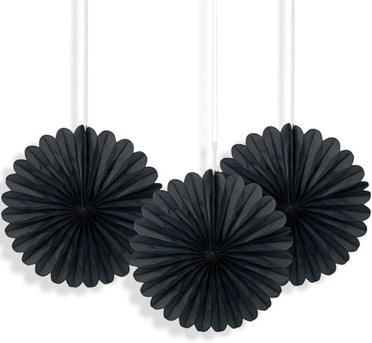 Sunflower Yellow Hanging Tissue Paper Fans - 6'', 3 Count - Perfect for Parties & Home Decor
