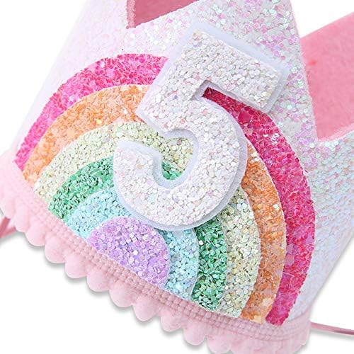 Birthday Rainbow Girl Crown, Birthday Hat for Event Party Supplies,Photo Props