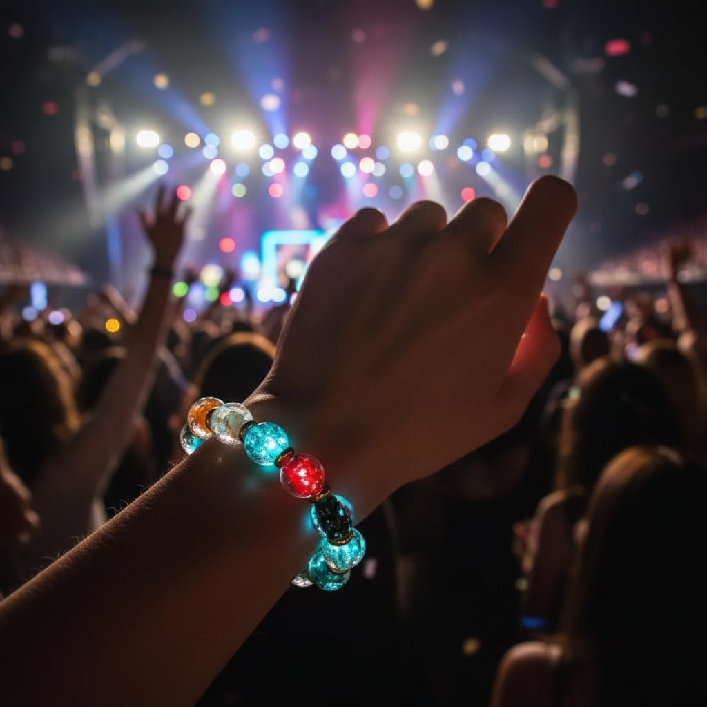 Handmade Glow-in-the-Dark Beaded Bracelet, Luminous Wrist Accessory, Fashion Bracelet for Women, Ideal Gift for Night Events, Parties & Birthdays