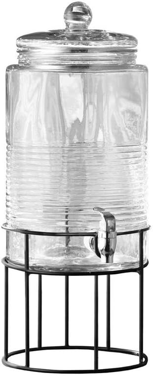 Style Setter Beverage Dispenser Cold Drink Dispenser w/ 3-Gallon Capacity Glass Jug, Metal Stand & Leak-Proof Acrylic Spigot Great for Parties, Weddings & More