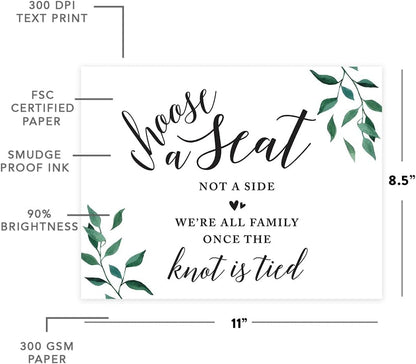 Andaz Press Wedding Party Signs, Natural Greenery Green Leaves, 8.5x11-inch, Bridal Shower Scavenger Hunt, 1-Pack - Colors D
