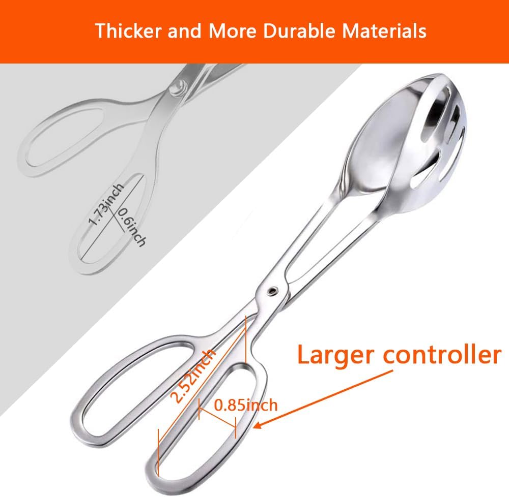 REDANT 2-Pack Metal Serving Tongs for Cooking - Scissor Handle Kitchen Tongs for Salad, Cake, Bread, Toaster & Steak - Buffet & Party Serving Utensils for Catering, Baking & Cooking (10 Inch)