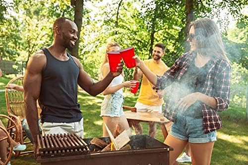 DecorRack 20 Party Cups 12 oz Disposable Plastic Cups for Birthday Party Bachelorette Camping Indoor Outdoor Events Beverage Drinking Cups (Black, 20)