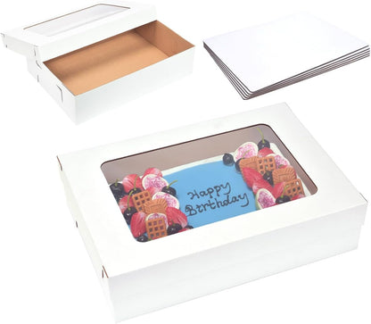 JJO 26x18x5 Inch Full Sheet Cake Boxes with Thick Cake Boards,5 Pack-Large Bakery Boxes Corrugated Rectangle Cake Boxes for 26x18 Inch Sheet Cake,Donuts,Brownie,Pastry Baking,Muffins,Cupcake