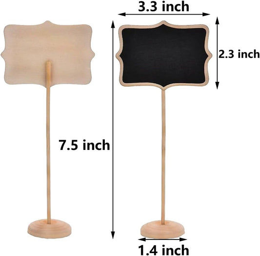 20PCS Wood Mini Chalkboard Sign and Replacement Stickers, Food Labels for Party Buffet,Blackboard for Message Board Signs,Weddings Place Cards, Birthday Party