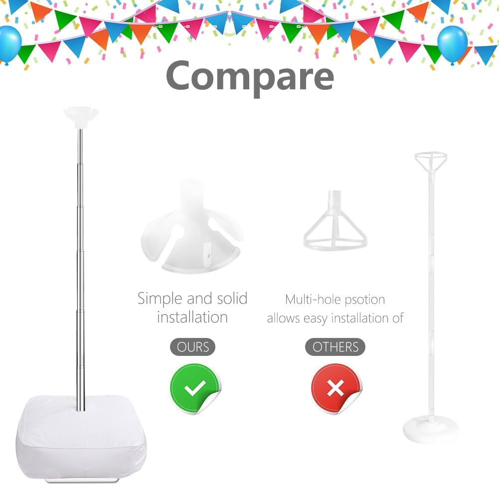 Balloon Column Stand Kit Set of 4, 7 Feet Height Adjustable Balloon Stand Kit for Floor, Balloon Pillars Stand Kit Reusable for Birthday, Wedding, Baby Shower, Graduation Party Decorations (4 Set)