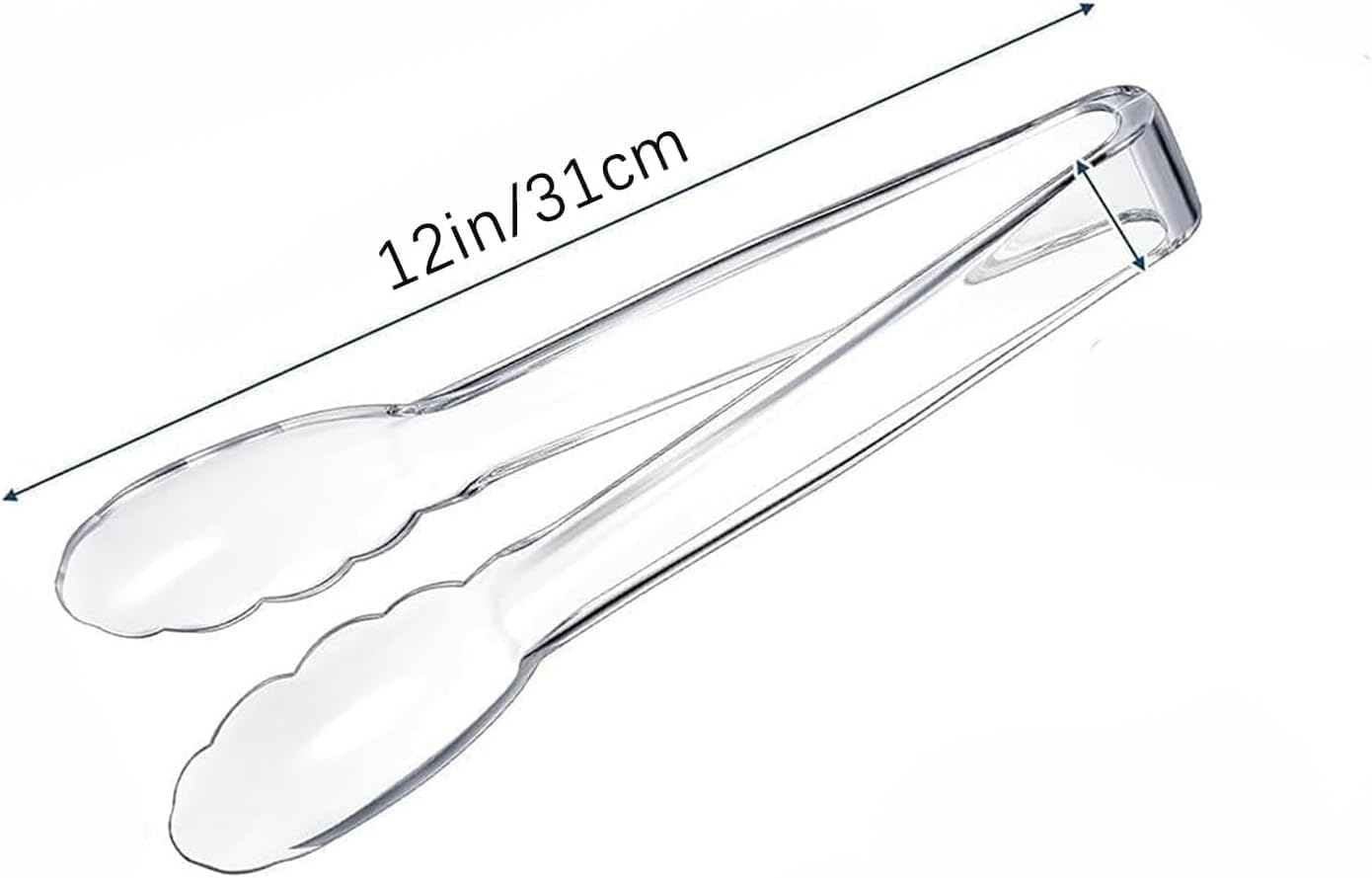 6 Pcs Clear Kitchen Tongs, Plastic Disposable for Serving Food, Ice, Salad, Barbecue, Cookies, BPA-Free(8.85 Inch) (6 X 8.85")