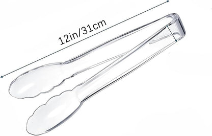 6 Pcs Clear Kitchen Tongs, Plastic Disposable for Serving Food, Ice, Salad, Barbecue, Cookies, BPA-Free(8.85 Inch) (6 X 8.85")
