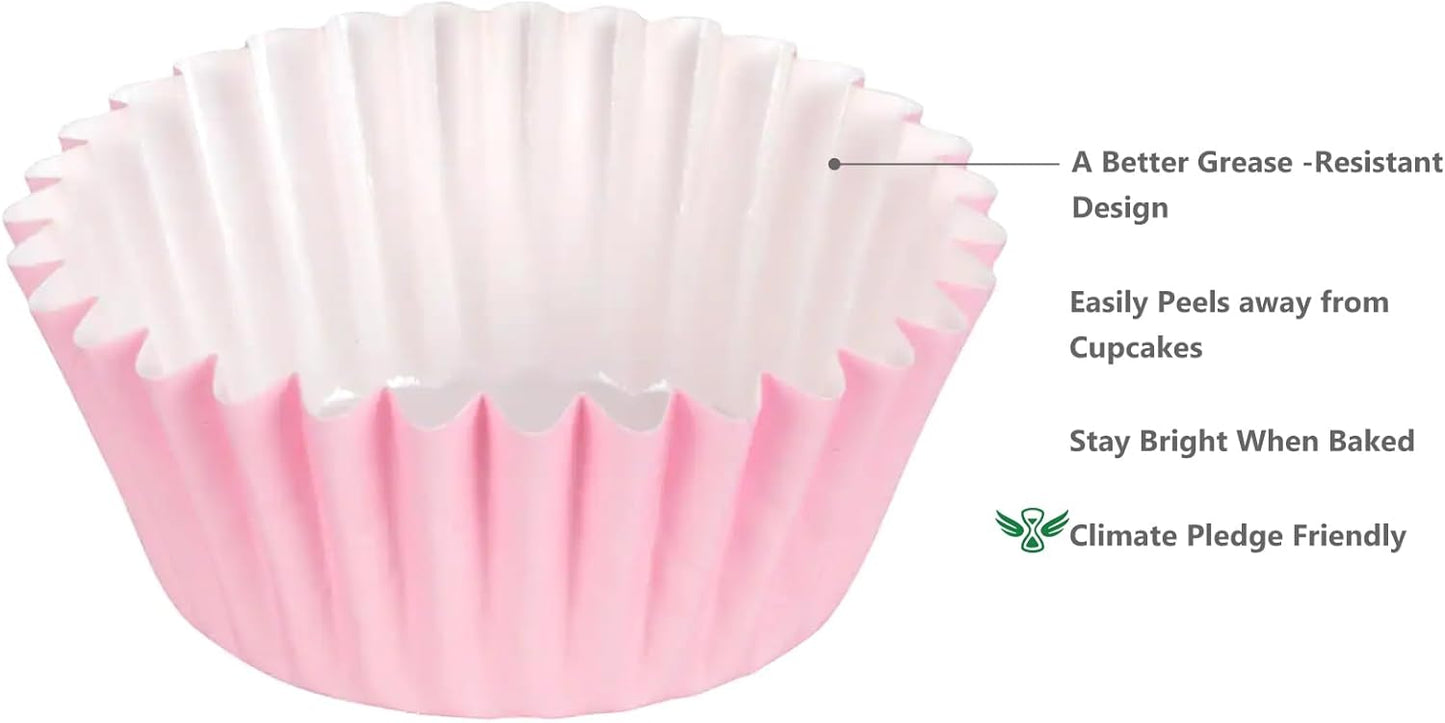 Caperci Heavy Duty Standard White Cupcake Liners 150 Counts - Grease-Resistant Paper Muffin Baking Cups, Odorless, No Muffin Pan Needed, Easily Peels (White)
