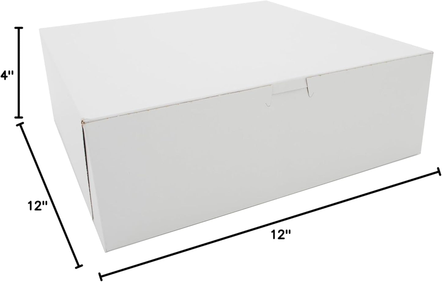 Southern Champion Tray 0989 Premium Clay-Coated Kraft Paperboard White Non-Window Lock Corner Bakery Box, 12" Length x 12" Width x 6" Height, White (Case of 50)