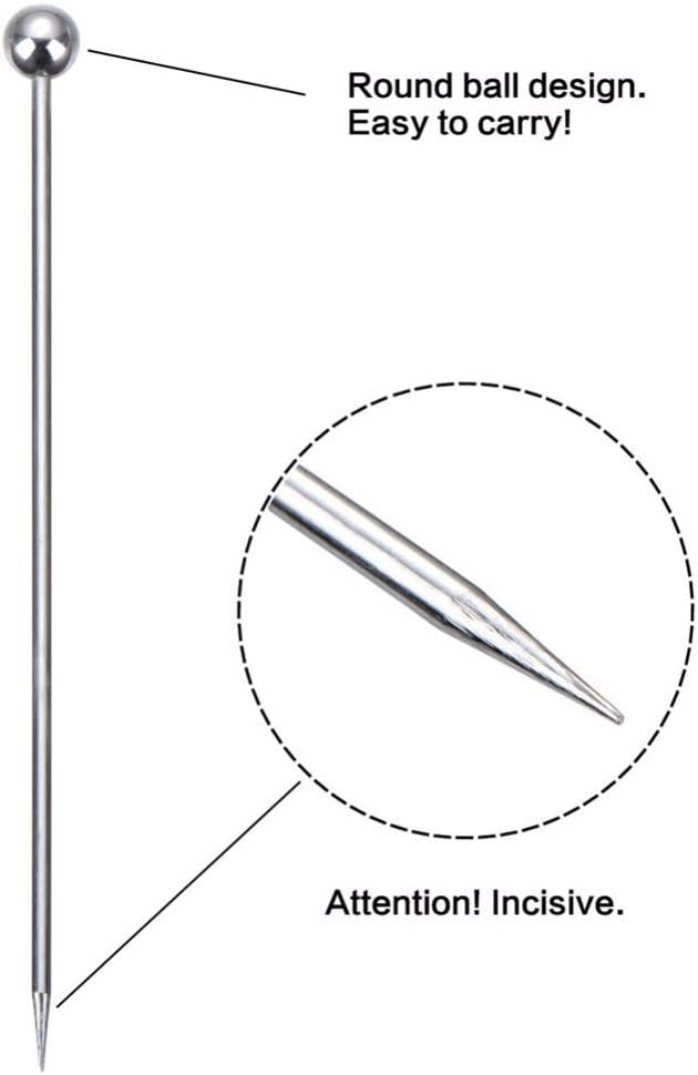 50 Pieces Stainless Steel Cocktail Picks Metal Martini Picks 4.3 inch