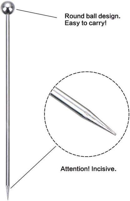 50 Pieces Stainless Steel Cocktail Picks Metal Martini Picks 4.3 inch