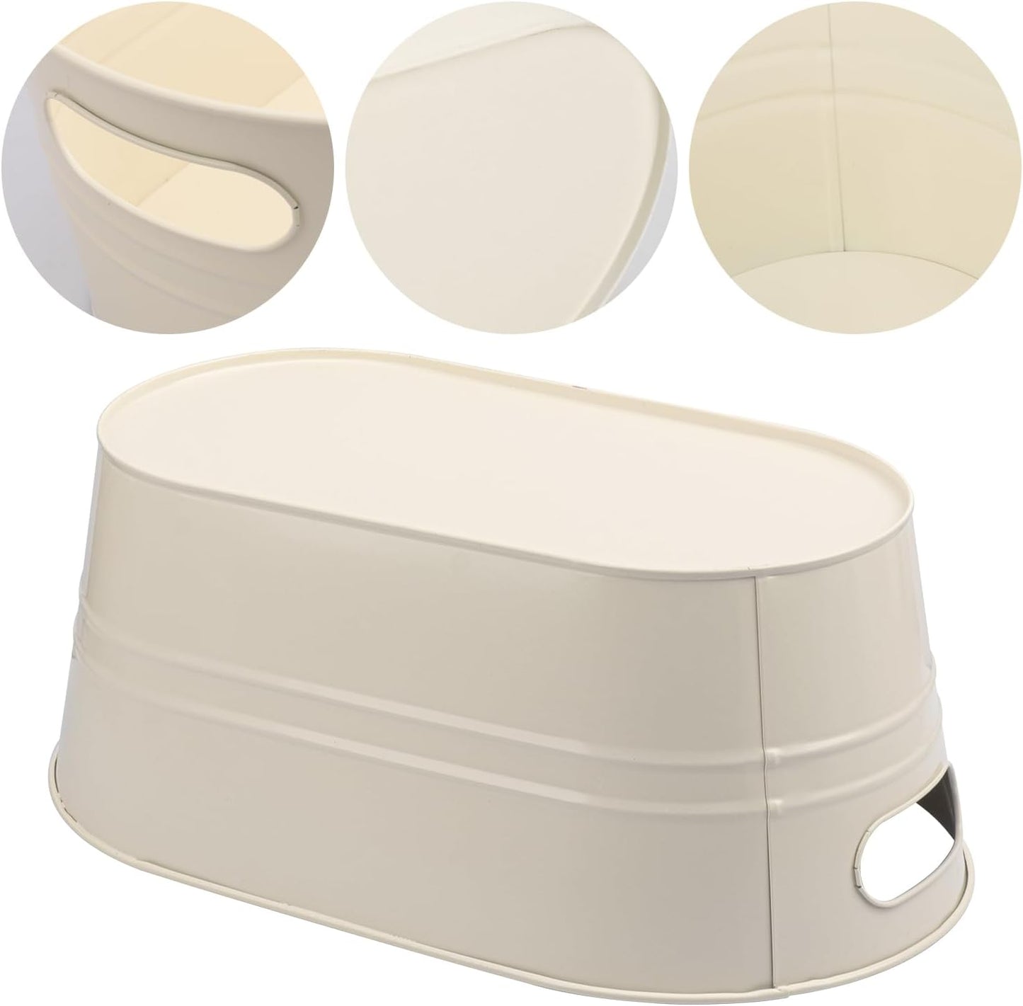 3 PCS 15.3 x 9 x 6 inches White Metal Galvanized Tub with Iron Handles, 3 Gallon Beverage Tubs for Parties, Large Ice Buckets for Beer, Wine, Cocktails & Outdoor Events