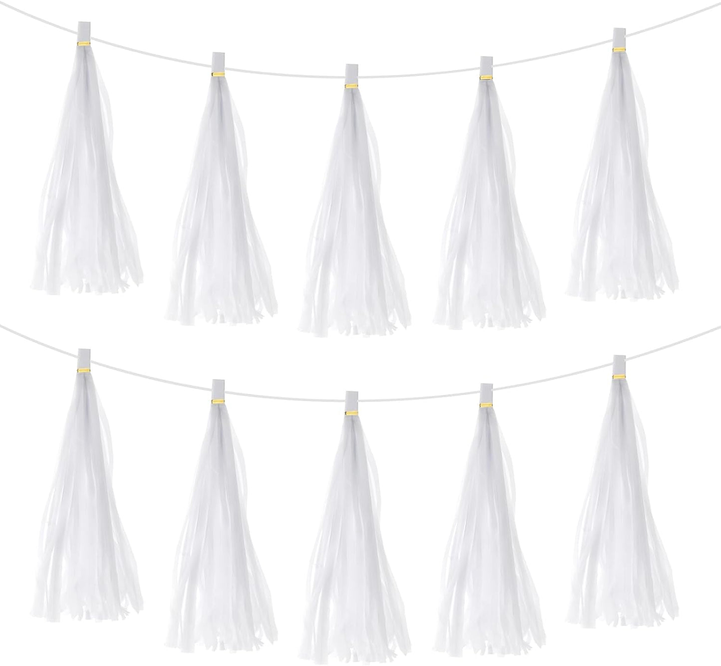 MECCANIXITY 15Pcs Light Blue Tassel Garland Banner with Rope Tissue Paper Tassels Party DIY Kits for Anniversary Wedding Birthday Party