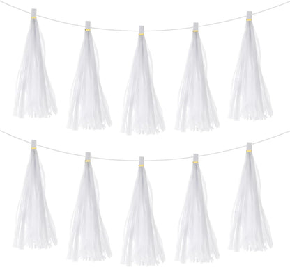 MECCANIXITY 15Pcs Light Blue Tassel Garland Banner with Rope Tissue Paper Tassels Party DIY Kits for Anniversary Wedding Birthday Party