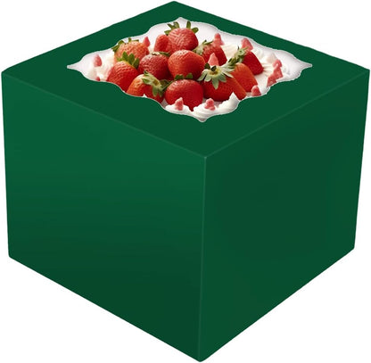 Bakepacker 36pcs 6x6x5 Inches with Window 18-Packs White 6 Inch Bakery Boxes (18 Cake Boxes +18 Cake Boards + 10 Meters Silk Ribbon Includes Included)