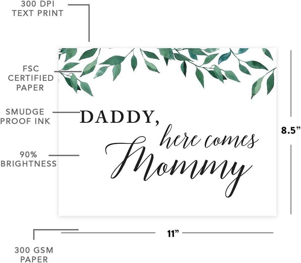 Andaz Press Wedding Party Signs, Natural Greenery Green Leaves, 8.5x11-inch, Bridal Shower Scavenger Hunt, 1-Pack - Colors B