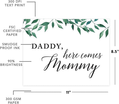 Andaz Press Wedding Party Signs, Natural Greenery Green Leaves, 8.5x11-inch, Bridal Shower Scavenger Hunt, 1-Pack - Colors B