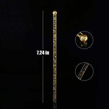 ALINK 50 Counts Gold Glitter Plastic Swizzle Sticks, Crystal Cake Pops, Cocktail Coffee Drink Stirrers, 7.24 Inch
