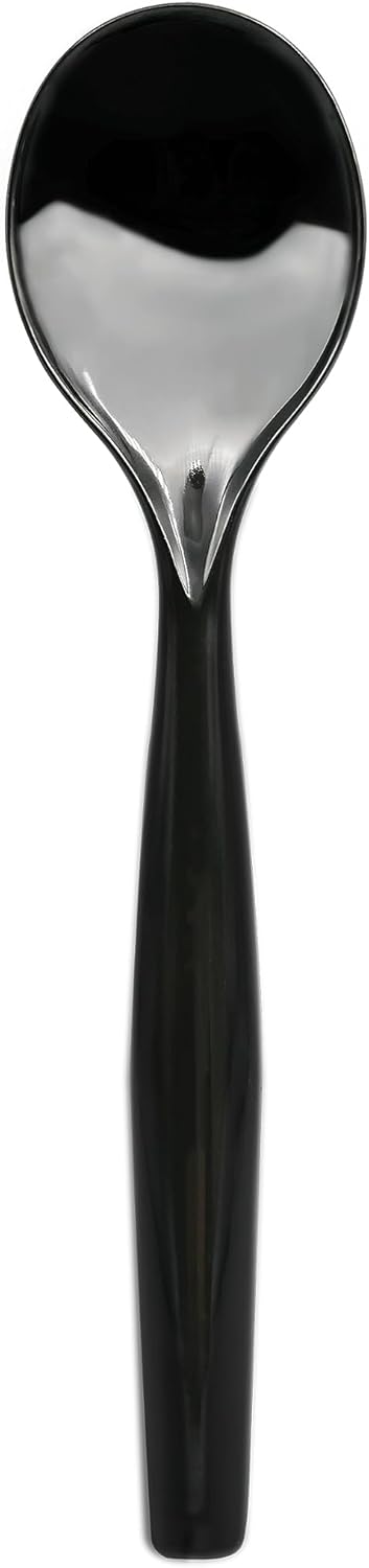 Party Essentials Disposable Heavy Duty Plastic Serving Utensils for Buffets Events Parties, 4-Sets of Spoons/Forks/Tongs, Black