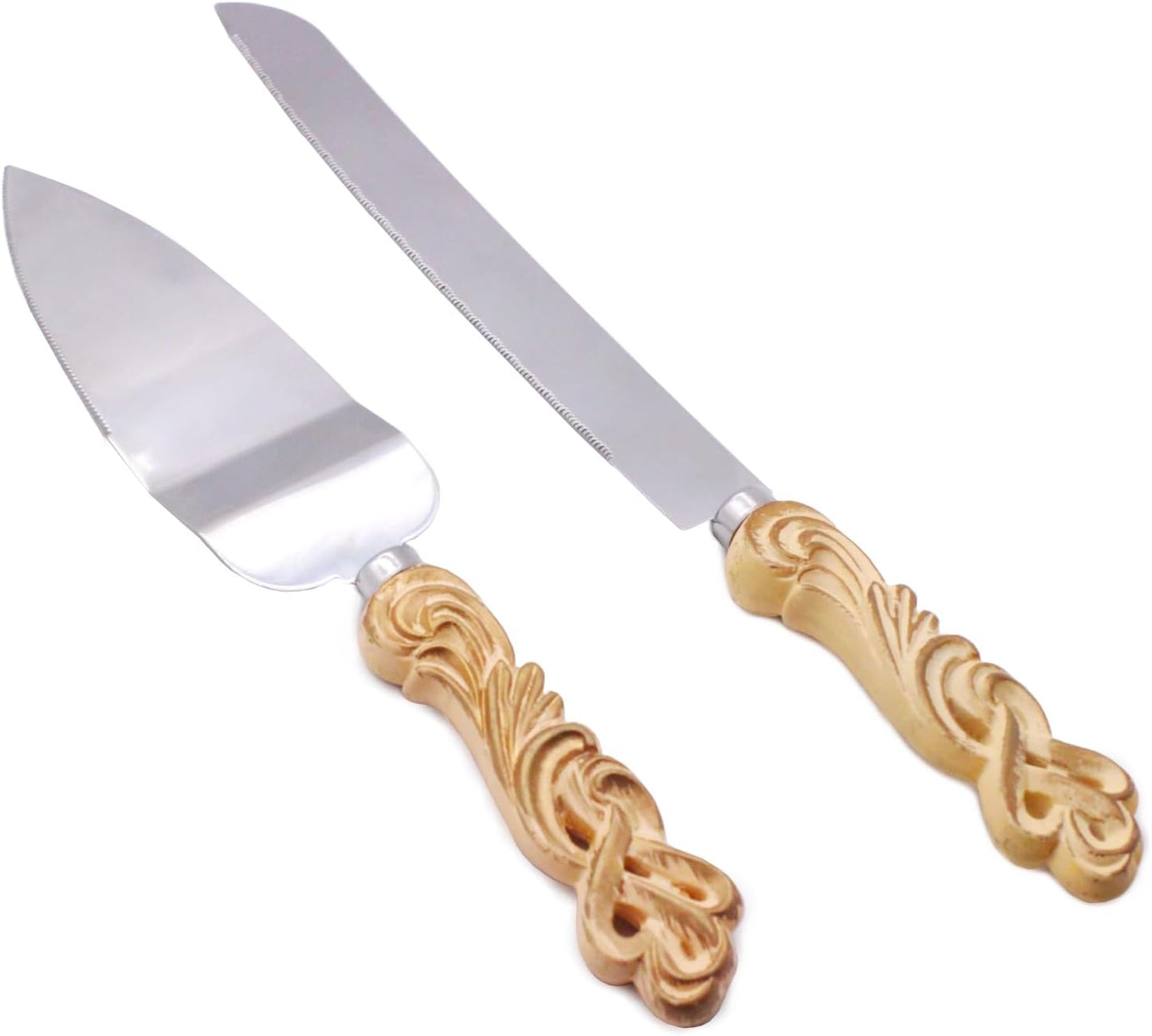 Wedding Cake Knife and Server Set - Vintage Design Stainless Steel Cake Cutter Set - Gifts for Wedding Anniversary Party Celebration