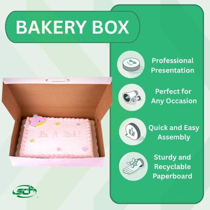 Southern Champion Tray 1029 Premium Clay Coated Kraft Paperboard White Non-Window Sheet Cake and Utility Box, 19" Length x 14" Width x 4" Height, 1/2 Sheet (Case of 50)
