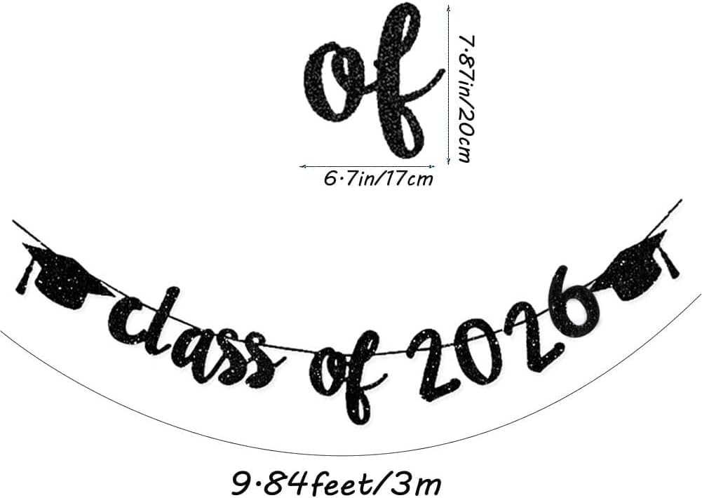 2026 Graduation Banners Party Decorations, Black Glitter We are So Proud of You Graduation Banners Garland for Congratulation Graduations Party Supplies, School, Home, Car Decorations