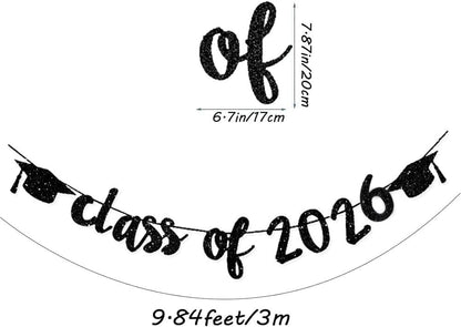 2026 Graduation Banners Party Decorations, Black Glitter We are So Proud of You Graduation Banners Garland for Congratulation Graduations Party Supplies, School, Home, Car Decorations