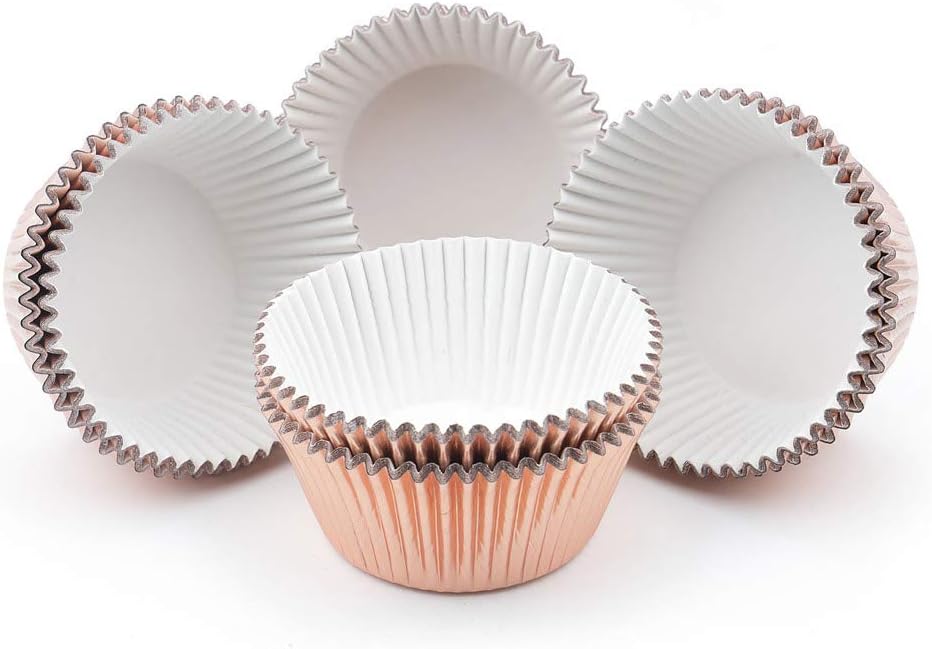 Gifbera White Metallic Foil Cupcake Liners Standard Size Baking Cups, 200-Count