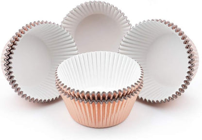 Gifbera White Metallic Foil Cupcake Liners Standard Size Baking Cups, 200-Count