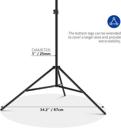 Neewer Photo Studio Backdrop Support System, 10ft/3m Wide 6.6ft/2m High Adjustable Background Stand with 4 Crossbars, 6 Backdrop Clamps, 2 Sandbags, and Carrying Bag for Portrait & Studio Photography