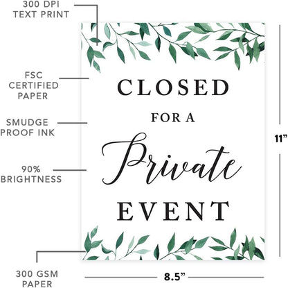 Andaz Press Wedding Party Signs, Natural Greenery Green Leaves, 8.5x11-inch, Bridal Shower Scavenger Hunt, 1-Pack - Colors B