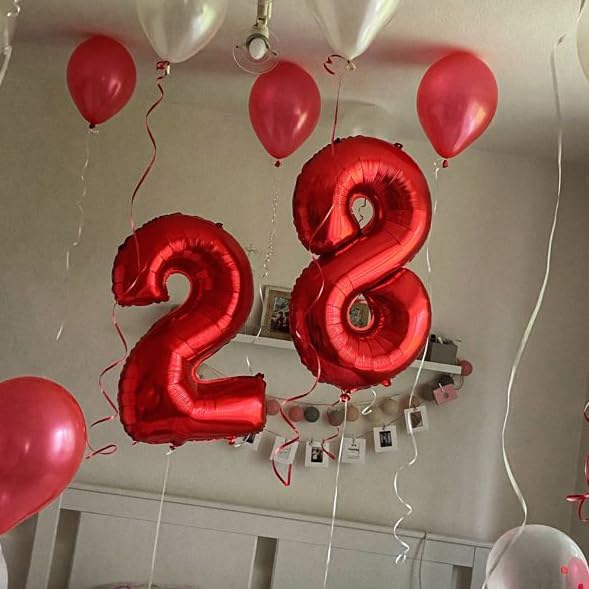 [20 Pcs] 16" Gold Foil Number Balloons (2 sets of 0-9) - Mylar Aluminum Hanging Decorations for Graduation, Birthday, Christmas & New Year's Eve Parties