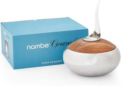 nambe Scoop Ice Bucket | Insulated Ice Bucket with Lid and Ice Scoop | Stainless Steel Chiller for Cocktail Bar, Parties Barware and Serve ware | Home Bar & Bar Cart Accessory | Dishwasher Safe