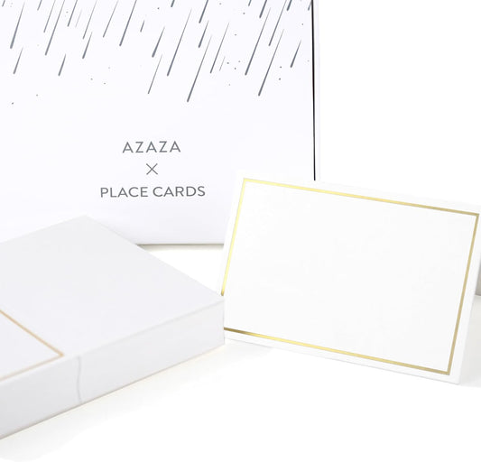 AZAZA 50 Pcs White Blank Place Cards - Textured Table Tent Cards Seating Place Cards for Weddings Banquets Dinner Parties 2.5" x 3.75"