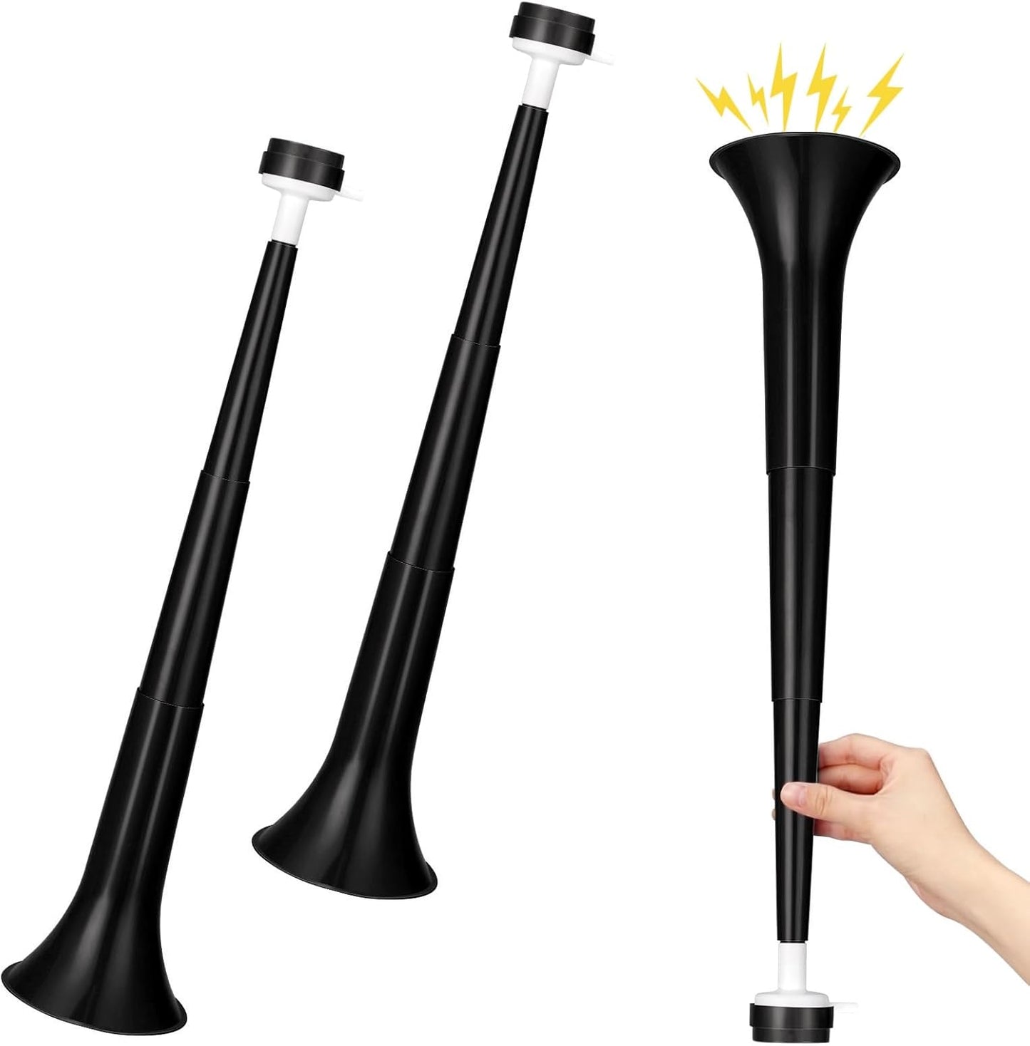 2 Pcs Stadium Horn for Adult, 21 Inch Vuvuzela Plastic Collapsible Cheering Trumpets for Sporting Events Football Carnival Party (Blue)