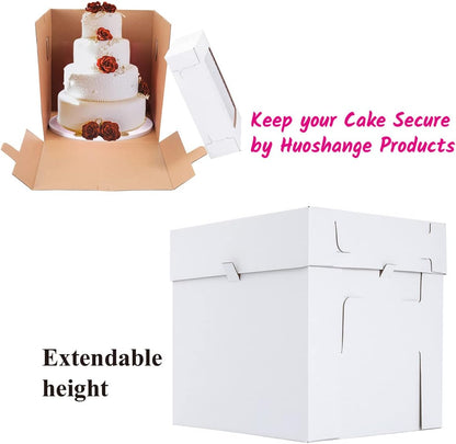 Tall Cake Boxes for Tier Cakes,10x10x12 Inch [3Pack ] Thick Sturdy Cake Box with Window, Layer Cake Carrier,Disposable Cake Containers