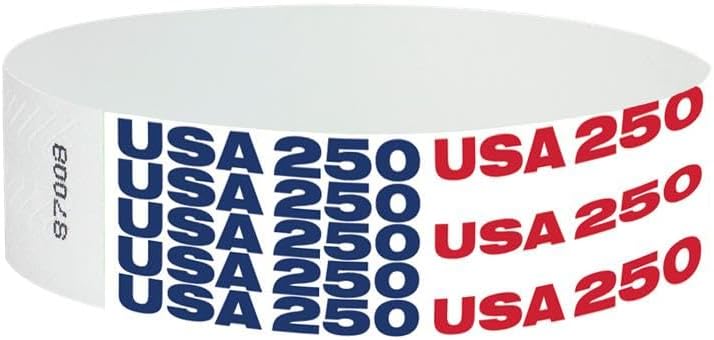 500 WristCo Red Stars Tyvek Wristbands for Events - Comfortable Tear Resistant Paper Bracelets ID Wrist Bands for Concerts Festivals Admission Party Identification Tours