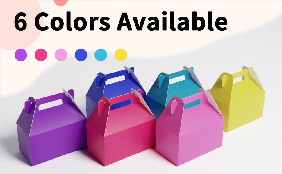 XAGLVV 24 Pack White Paper Gable Boxes,6.2 Inch Candy Boxes with Handle, Snack Party Favor& Gift Cookie bags for kids Birthday,Wedding, Baby Shower, Graduation.