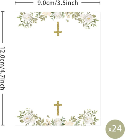 24 Pcs Baptism Place Cards, Baptism Themed Buffet Food Labels and Tent Name Cards for Newborn Baby Shower Party Table Setting Decorations Supplies (White)