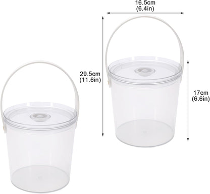 Ice Bucket with Airtight Lid, Champagne Bucket with Handle, Plastic Beverage Tub for Parties, Bar Cart Accessories for Wine, Drink, Beer Bottles, Clear