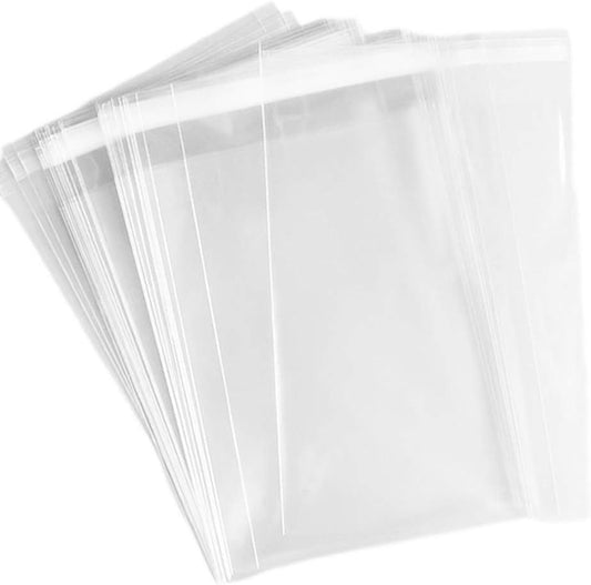 Delatanus 6''x 9'' Clear Cellophane Bags 1.6-mil,Fits A9 Envelopes 6X9 Inch Art Work Cards Photos Candy Treats Bakery Cookie Clear Cello Plastic Sleeve(100 Count)